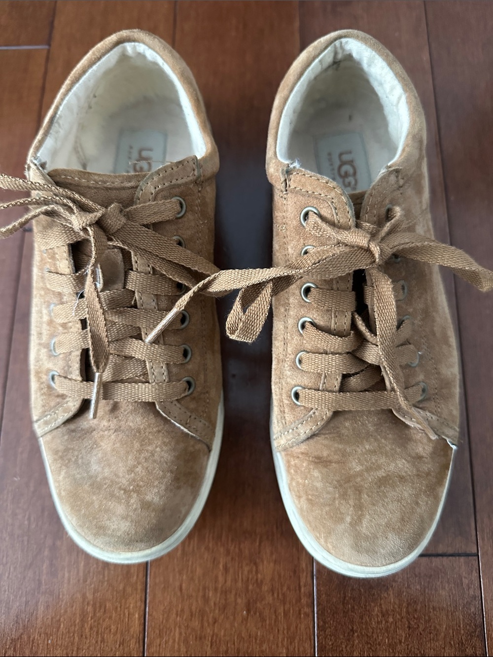 UGG Tan Suede Lace-Up Low Top Sneakers
